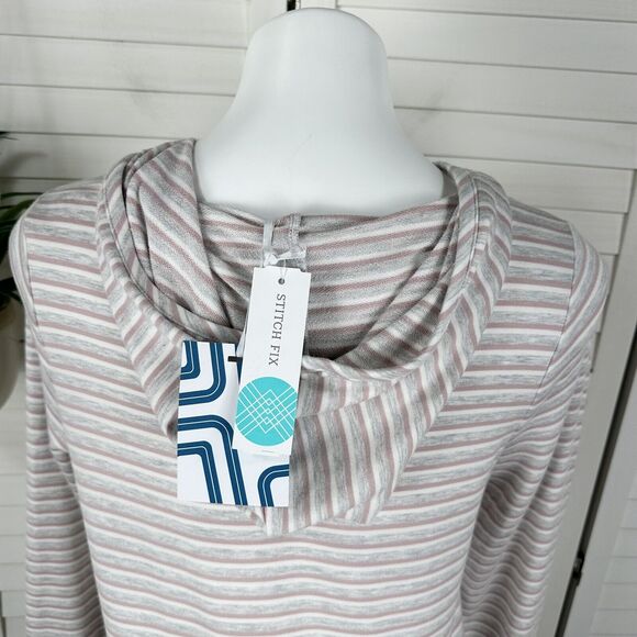 New Market & Spruce Stitch Fix Milania French Terry Curved Hem Hoodie Top Size M - Picture 5 of 11